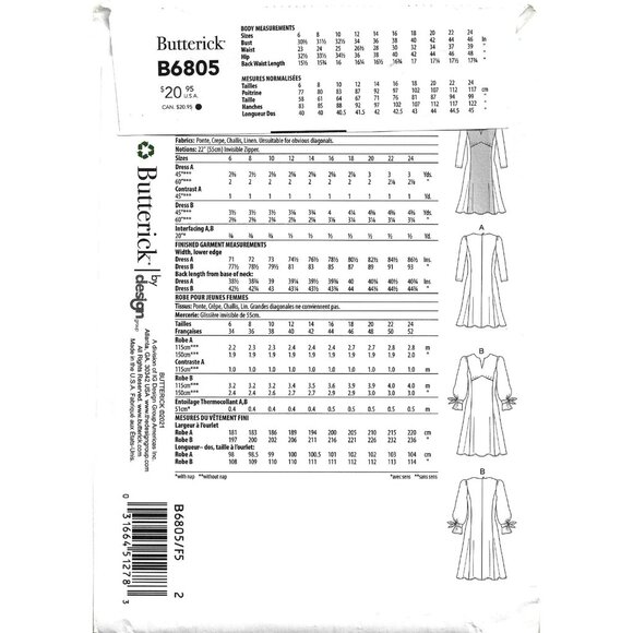 Butterick B6805 Womens Dress Sewing Pattern Sizes 16-24 A-Line  Design - Picture 2 of 7